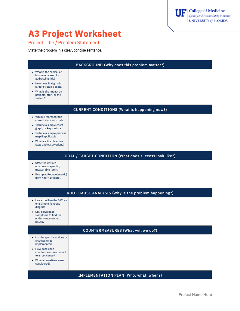 Preview of A3 Approach Worksheet